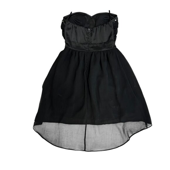 Vintage Papaya Black Strapless Mini Dress Sz S Studded Satin Bodice Goth Witchy‎ - Picture 4 of 6